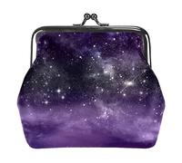 Portamonete vintage portamonete portamonete portamonete viola scuro cielo stellato nuvole, Come nella foto, Taglia unica, Organizer per borse
