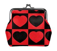 Portamonete vintage portamonete portamonete rosso nero cuore cuore mosaico quadrato, Come nella foto, Taglia unica, Organizer per borse