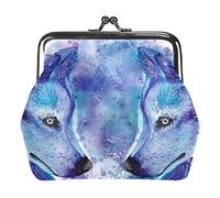 Portamonete Vintage Pouch Cambiare Borsa Portafogli Acquerello Vernice Lupi Facce, Come nella foto, Taglia unica, Organizer per borse