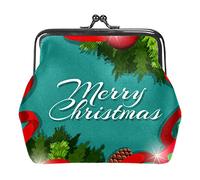 Portamonete Vintage Pouch Cambiare Borsa Portafogli Ornamenti di Natale Pigne Sfondo Verde, Come nella foto, Taglia unica, Organizer per borse