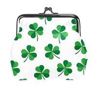 Portamonete Vintage Pouch Cambiare Borsa Portafogli Verde Trifoglio Foglie Trifoglio Foglie su sfondo Bianco, Come nella foto, Taglia unica, Organizer per borse