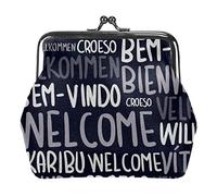 Portamonete Vintage Pouch Change Purse Portafogli Benvenuti Lingua Diversa, Come nella foto, Taglia unica, Organizer per borse