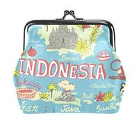 Portamonete Vintage Pouch Change Purse Portafogli Indonesia mappa Viaggio, Come nella foto, Taglia unica, Organizer per borse