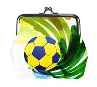 Portamonete Vintage Pouch Change Purse Portafogli Verde Giallo Acquerello Astratto Gioco di Calcio, Come nella foto, Taglia unica, Organizer per borse