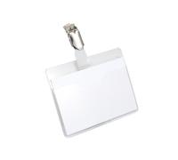 Portanome a tasca aperta - clip in metallo - 6 x 9 cm - trasparente - Durable -