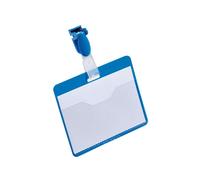 Portanome a tasca aperta - clip in plastica - blu - 6x9 cm - Durable - conf. 25 pezzi