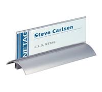 Portanomi da tavolo DURABLE DELUXE argento/trasparente inserto 61x210mm conf. 2