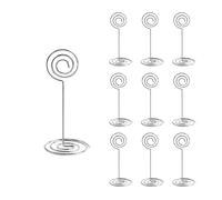 portanumeri da tavolo, 10/20 pezzi portafoto a forma di cuore e stella rotondi, fermacarte carta for menu, decorazioni for feste matrimonio(Round silver,10pcs)
