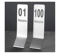 Portanumeri da tavolo, Numeri da tavolo in acciaio inossidabile, confezione 10, neri e argento, 2,4 x, 8,3 pollici(51-60)