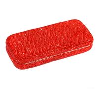 Portaocchiali Auto Brillanti 17x7.5cm Portaocchiali Auto Brillanti(Red) | Design con diamanti, elegante interno auto, protegge da , 17x7.5x3.4cm, universale