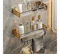 Portaoggetti da doccia a parete in acciaio inox - Elegante scaffale galleggiante per asciugamani e cosmetici, 1 strato, nero, ideale per bagno e cucina