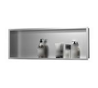 Portaoggetti da doccia da incasso in acciaio inox, impermeabile, per shampoo e articoli da toeletta, soluzione moderna per riporre alcove (argento, 62 x 32 x 12,5 cm)