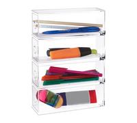 Relaxdays Portaoggetti da Scrivania, 4 Divisori per Cassetti, Orizzontali, Organizer, HLP: 25x17,5x6,5 cm, trasparente