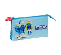 Portaoggetti Doppio Los Pitufos Azzurro 22 x 12 x 3 cm