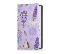 Portaoggetti per auto e assicurazione Boho Dreamcatcher e lavanda Registrazione Assicurazione titolare della carta di credito PU Leather Glove Box Organizer rende i tuoi documenti in