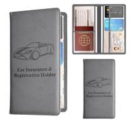 Portaoggetti per auto e assicurazioni, in pelle PU, organizer per documenti per donne e uomini, portafoglio per immatricolazione, patente di guida, documenti di viaggio (grigio)