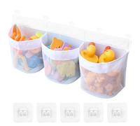 Portaoggetti per Giocattoli da Bagno, Rete Portaoggetti per Giocattoli da Bagno, Borsa Portaoggetti per Giocattoli da Bagno 60 x 25 cm con 5 Ganci adesivi, Ideale per Vasche da Bagno per Bambini