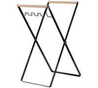 Portaoggetti pieghevole in metallo per sacchetti della spazzatura con larghezza regolabile per campeggio e picnic, scomparti multipli per separare e organizzare i rifiuti (nero)