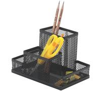 Portaoggetti Q-Connect 10,3x10x15,3 cm nero piccolo - 4 scomparti KF15112