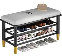 Portaoggetti, Scarpiera A 2 Livelli Beh con Sedile, Organizer per Scarpe con Cuscino per Ingresso, Ingresso, Camera da Letto, Soggiorno, Mobili D'accento, Carico Massimo 440 Libbre, A, 60x30x42cm
