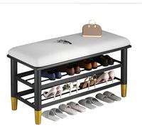 Portaoggetti, Scarpiera A 2 Livelli Beh con Sedile, Organizer per Scarpe con Cuscino per Ingresso, Ingresso, Camera da Letto, Soggiorno, Mobili D'accento, Carico Massimo 440 Libbre, B, 80x30x42cm