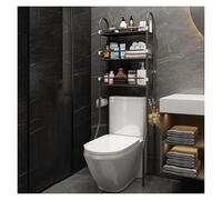 Portaoggetti sopra il WC, portaoggetti per WC con 2 ganci laterali, organizer per bagno aperto, WC non incluso, per il bagno(Black)