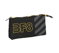 Blackfit8 Zone - Astuccio triplo in tessuto, riciclabile, astuccio per bambini, ideale per bambini in età scolastica, comodo e versatile, qualità e resistenza, 22 x 3 x 12 cm, colore: nero, Nero,