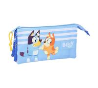 safta BLUEY LET'S PLAY - Astuccio triplo, astuccio per bambini, ideale per bambini in età scolastica, comodo e versatile, qualità e resistenza, 22 x 3 x 12 cm, blu, M, Casual