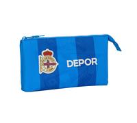 Safta Real Sportivo della Corrugna - Astuccio triplo, astuccio per bambini, ideale per bambini in età scolastica, comodo e versatile, qualità e resistenza, 22 x 3 x 12 cm, colore blu, blu, Estándar,