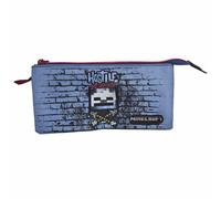 Minecraft Astuccio scolastico Hostile Behaviou Triple - Interno foderato e chiusura a cerniera - Astuccio con 3 scomparti - 11,5 x 23,5 x 3 cm, multicolore, Astuccio scolastico triplo