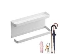 Portaombrelli appendibile - Supporto a parete con doppio vassoio portaoggetti, espositore per ingresso | Pratico organizer per ombrelli per casa, ufficio, esterna, bagno, design compatto salva