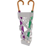 BAKAJI Portaombrelli da Ingresso in Metallo 15.5 x 15.5 x 49 cm, Forma Quadrata, Design Intreccio e Fiori, Porta Ombrello Decorativo Elegante e Salvaspazio, Ideale per Organizzare Ombrelli (Bianco)