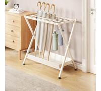 Portaombrelli commerciale, porta ombrelli pieghevole a 18 scomparti con ganci e vassoio antigoccia, cestino salvaspazio in metallo sottile per ingresso, ufficio, hotel, negozio