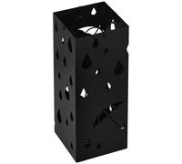 Portaombrelli con 4 Ganci e Vaschetta Raccogligocce 15,5x15,5x41 cm in Metallo Nero