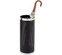 Portaombrelli creativo in pelle - Supporto rotondo in acciaio inox nero per ombrelli con manico lungo - elegante soluzione pieghevole per casa e ufficio