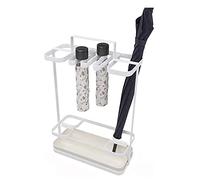 Portaombrelli da esterno con vassoio mobile, salvaspazio, per ombrelli lunghi e corti, ideale per interni ed esterni