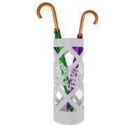 Portaombrelli da Ingresso Design Floreale 19,5x19,5x49 cm in Ferro Bianco