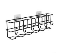 Portaombrelli da parete per casa e ufficio, organizer salvaspazio in metallo con gancio per porta, compatibile con ombrelli compatti/standard/da golf, 30 x 6,5 x (nero)