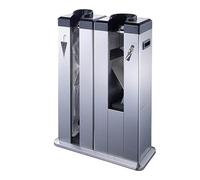 Portaombrelli doppio con avvolgimento automatico e dispenser per sacchetti, design in acciaio inox, per uso domestico e commerciale