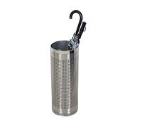 Portaombrelli in acciaio inox per corridoio, porta ombrelli rotondo con spazio per riporre oggetti per famiglia, hotel, ufficio, colore argento+nero, secchio per ombrelli per bastone da passeggio