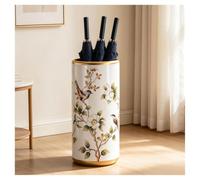 Portaombrelli in Ceramica Multicolore Secchiello Portaoggetti da Terra Vaso | W19,5 X H44 Cm, Base Stabile, Antiscivolo Portaombrelli in Ceramica Dipinta a Mano con Disegni Floreali(White)