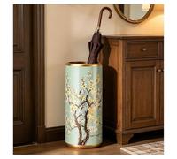 Portaombrelli in Ceramica Multicolore Secchiello Portaoggetti da Terra Vaso | W19,5 X H44 Cm, Base Stabile, Antiscivolo Portaombrelli in Ceramica Dipinta a Mano con Disegni Floreali(Green)