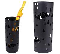 Portaombrelli in Ferro Design Rotondo Stand Nero Vaschetta Salvagoccia