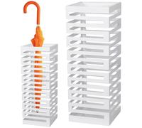 Portaombrelli in Metallo Design Moderno Porta Ombrelli Quadrato Stand Bianco