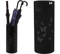 Portaombrelli in Metallo Design Rotondo Stand Nero Vaschetta Salvagoccia