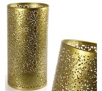 Portaombrelli Metallo Design Moderno Rotondo Decorazione Intarsi Oro 24x48cm