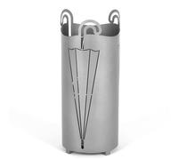 Portaombrelli moderno in metallo tagliata al laser OMBRELLO Dimensioni 20x20xh 49 cm con piedini rialzati e vaschetta raccogli acqua colore Grigio Metallizzato grigio