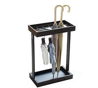 Portaombrelli multiuso moderno e creativo, in metallo, con ganci, adatto per ombrelli grandi e piccoli, 41,9 cm di lunghezza x 21,6 cm di larghezza x 59,6 cm di altezza, nero/bianco