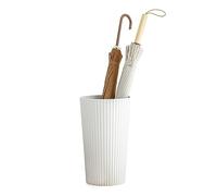 Portaombrelli rotondo con vassoio antigoccia, organizer salvaspazio per ingresso, supporto in plastica resistente per casa e ufficio, soluzione decorativa e funzionale (bianco, 6 litri)