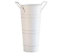 Portaombrelli rotondo in ferro zincato, 19 x 31 x 13 cm, supporto decorativo per interni, secchio portaoggetti per ombrello, organizer salvaspazio per corridoio, atrio, casa o ufficio (bianco)